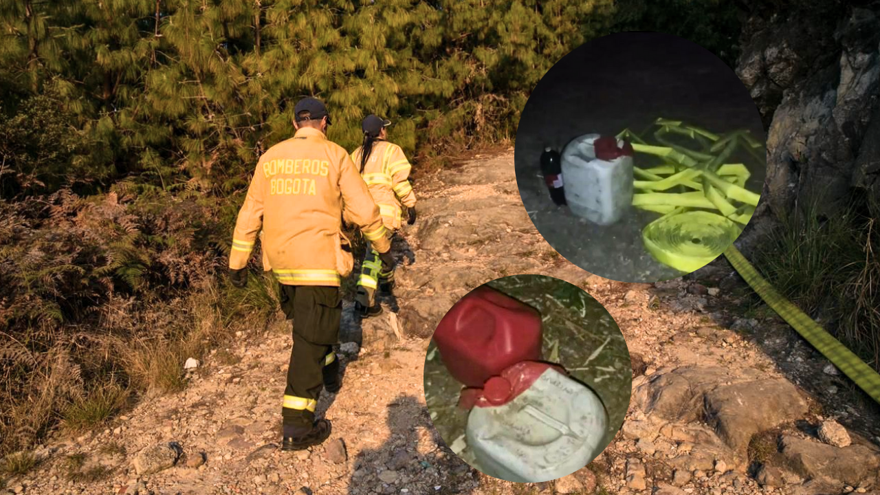 ¿Incendio provocado? habitantes encontraron contenedores con gasolina y fogatas en cerro de Bogotá
