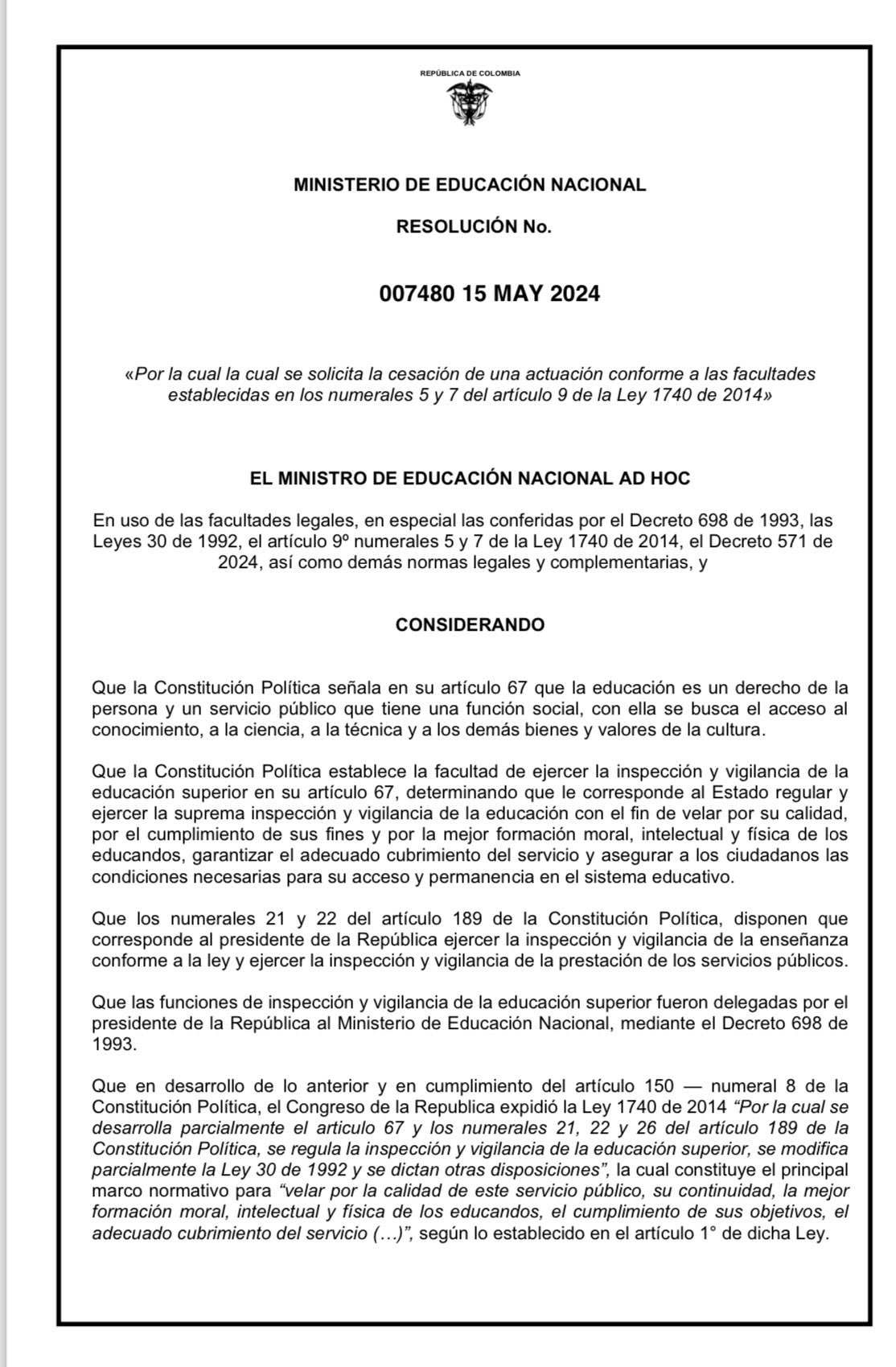 Gobierno Petro ordena a la Universidad Nacional nombrar un nuevo rector encargado: hay polémica