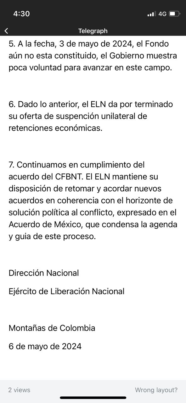ELN anunció que volverá a secuestrar y habla de incumplimientos por parte del Gobierno: esto responden