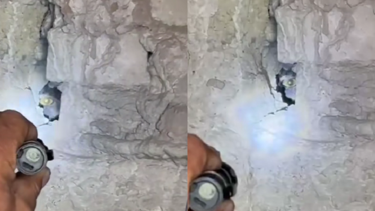 Aterrador: captan un misterioso ojo detrás de una pared en México: "no se mueve". ¿De qué se trata?