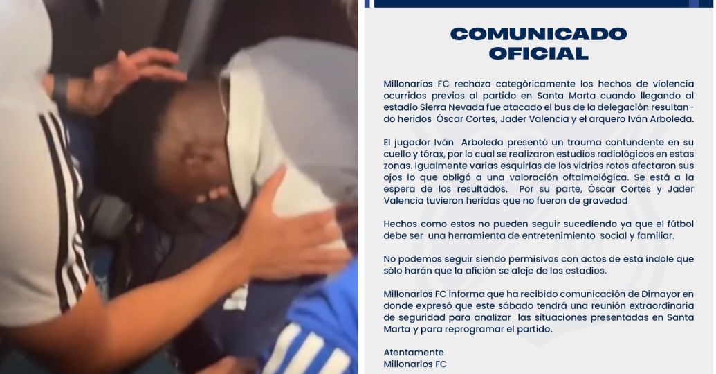 Millonarios se pronunció oficialmente sobre el ataque al bus en Santa Marta