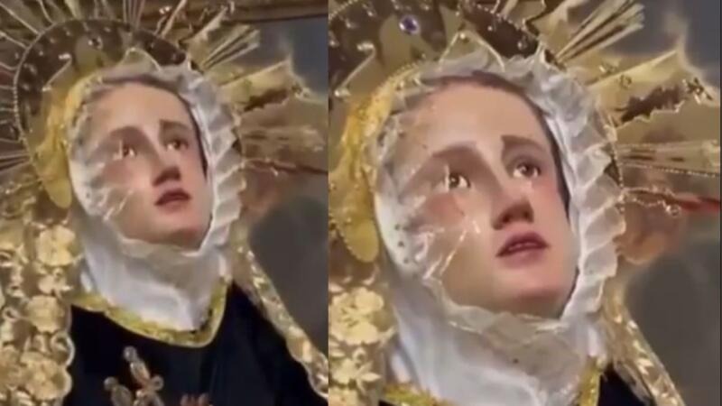 En video | ¡Escalofriante! Grabaron a una imagen de la virgen "llorando" en misa: ¿será verdad?