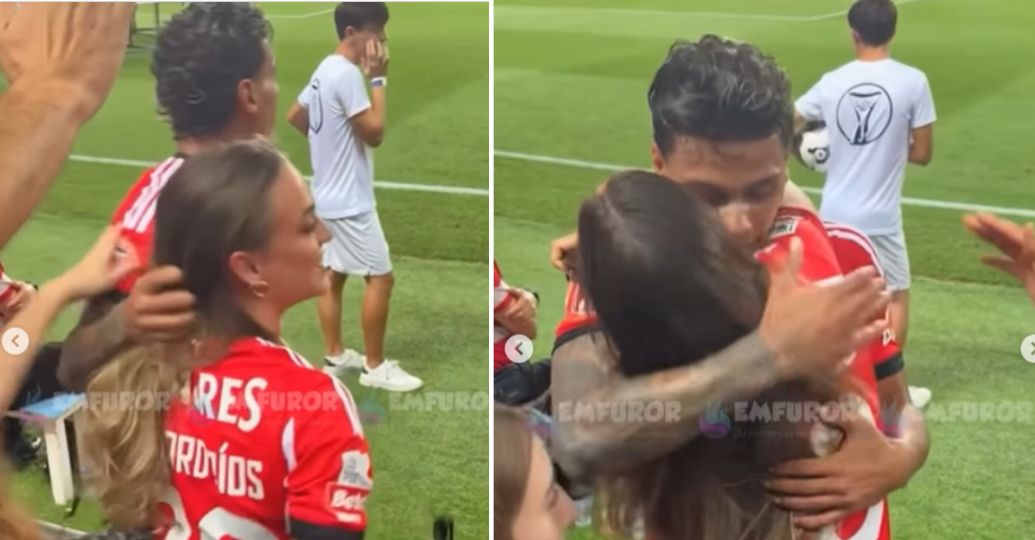 Richard Ríos celebró junto a su novia el primer título con el Benfica