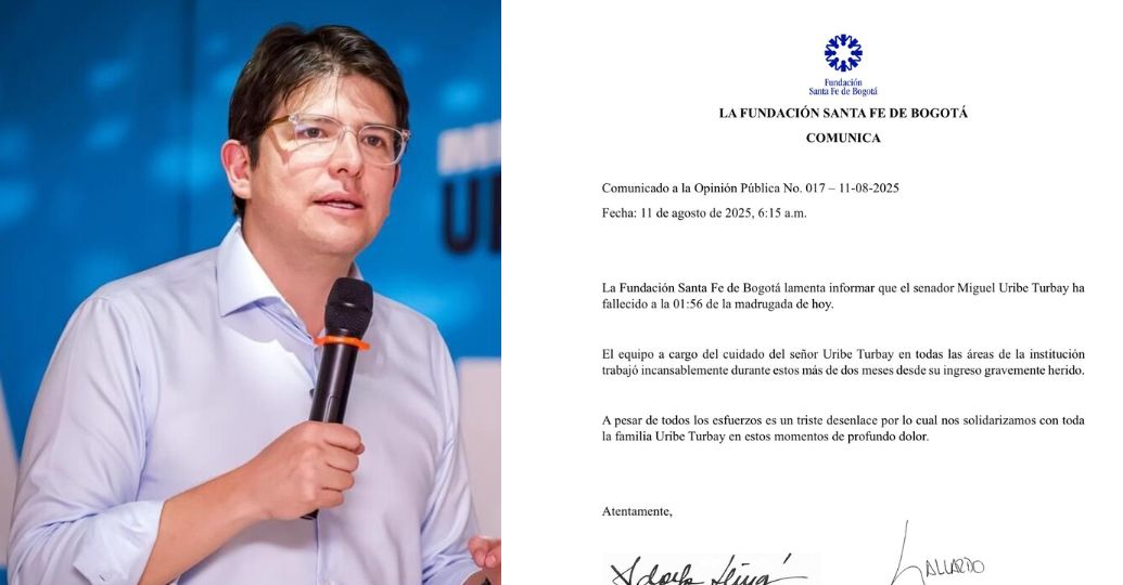 Fundación Santa Fe emitió comunicado oficial sobre el fallecimiento de Miguel Uribe Turbay