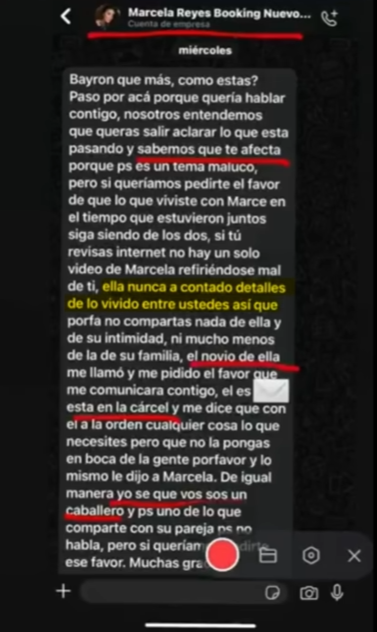 Chat entre B King y Marcela Reyes