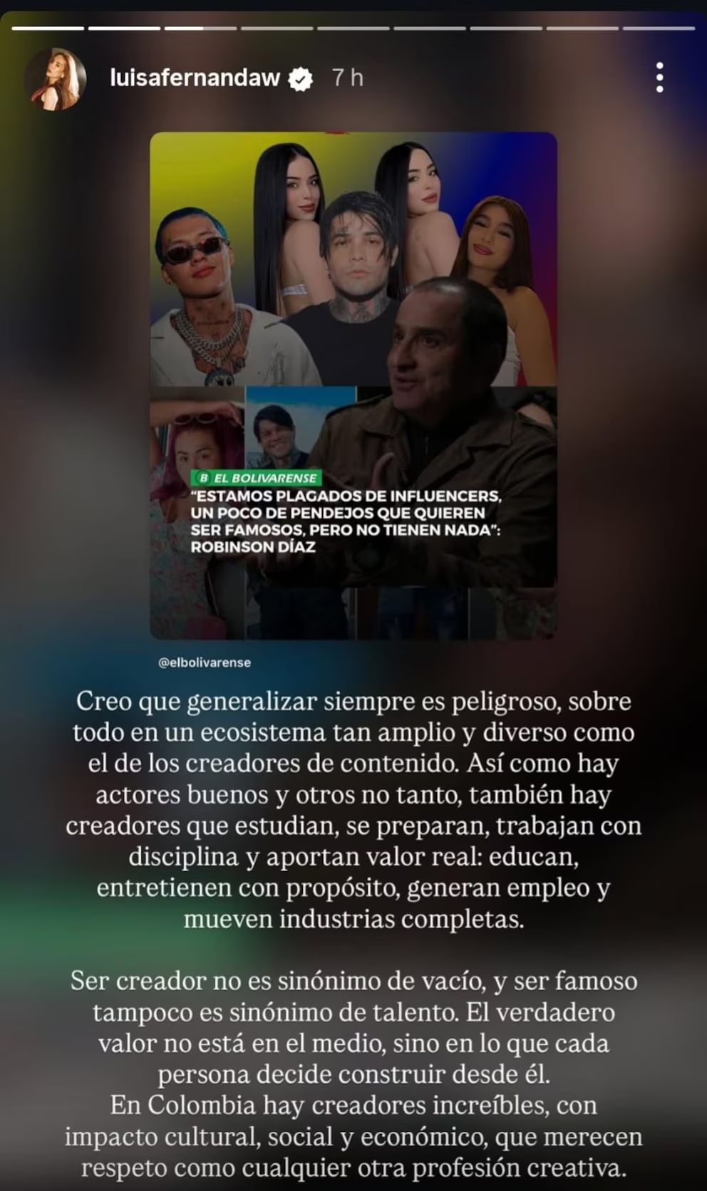 De frente: Luisa Fernanda W respondió al actor Robinson Díaz tras llamar “idiotas” a los influencers