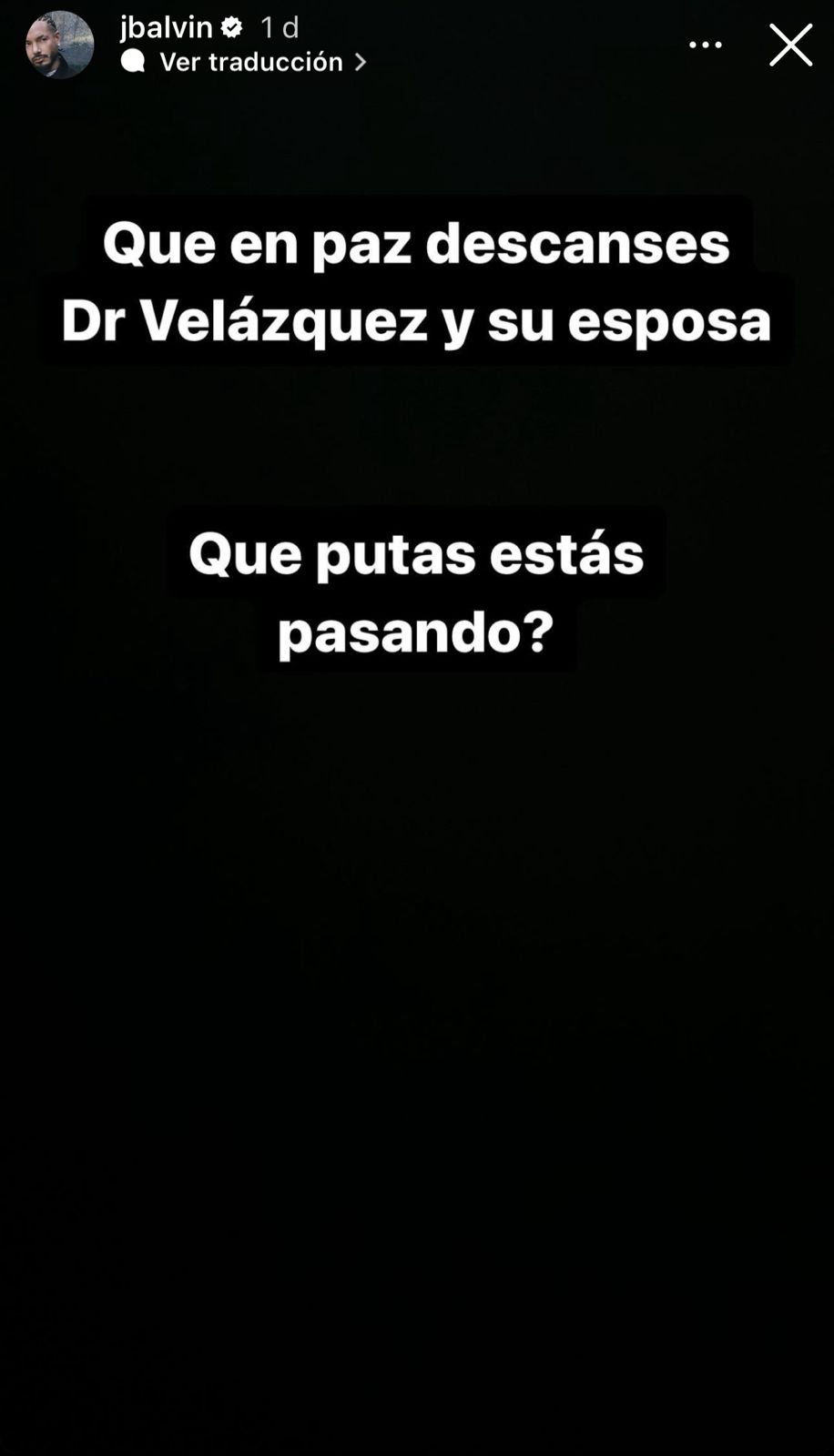 J Balvin muerte Dr. Velásquez