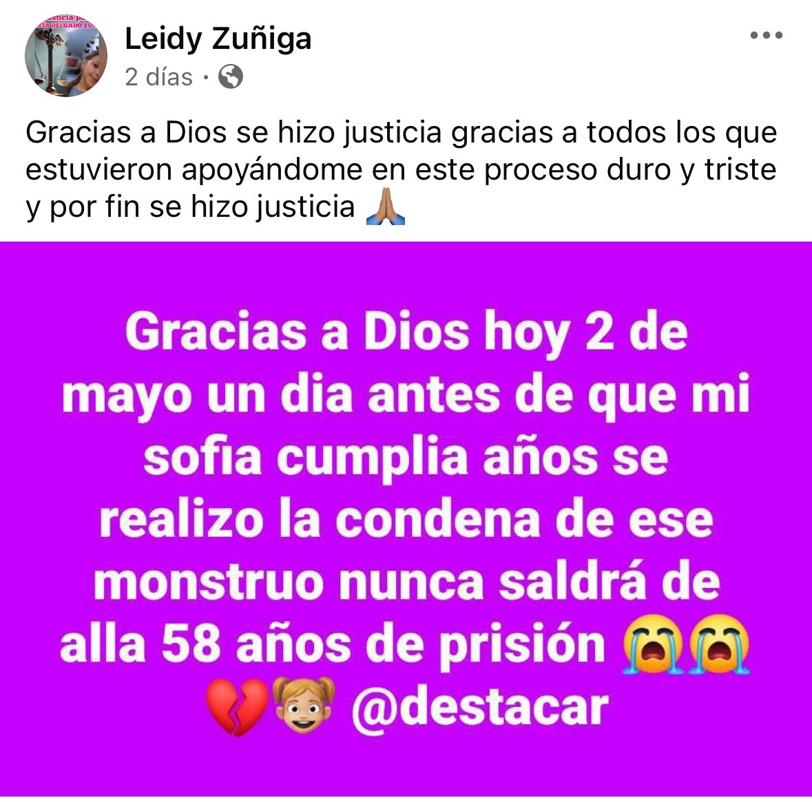 Pronunciamiento de la madre de Sofía Delgado