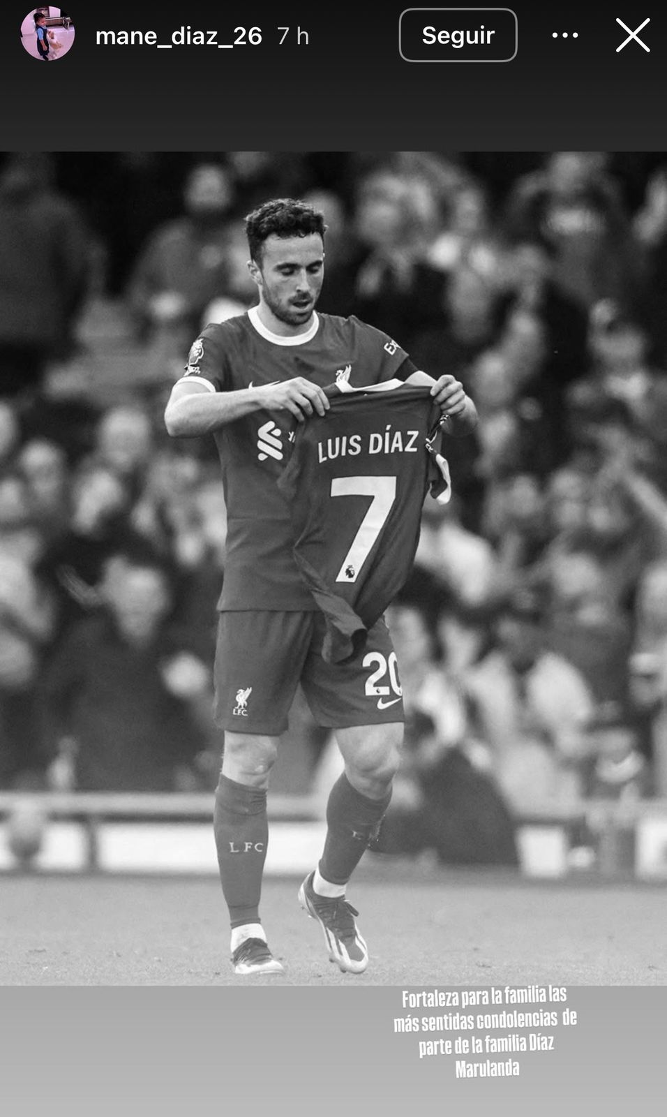 Mensaje de Mane Díaz a Diogo Jota