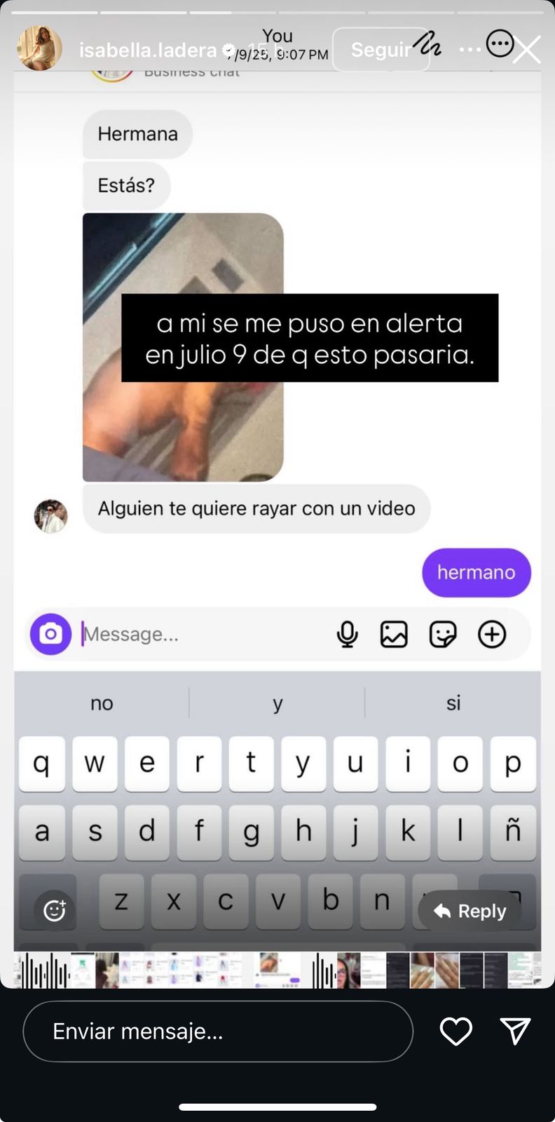 A Isabella Ladera ya le habían advertido sobre la filtración del video