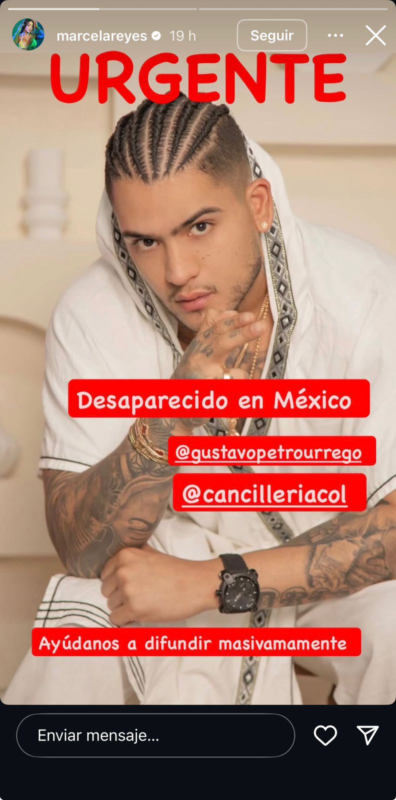 El cantante B-King, expareja de Marcela Reyes, desapareció en México