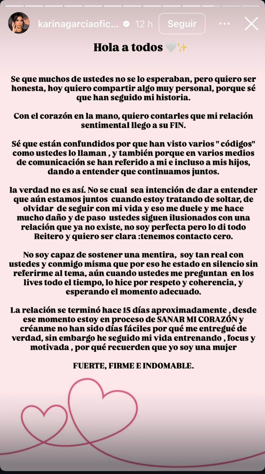 Karina García confirmó el fin de su relación con Altafulla