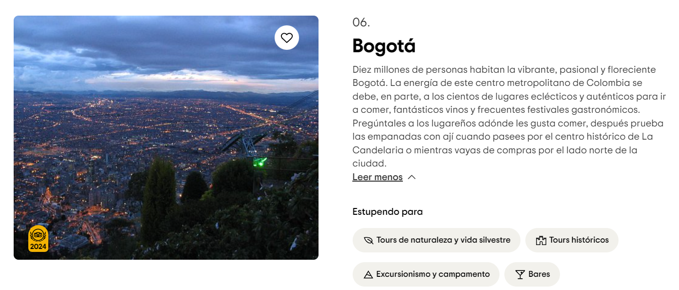 Descripción de Bogotá en TripAdvisor