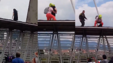 ¡Heroico! Policía evitó que una mujer se lanzara del viaducto entre Pereira y Dosquebradas